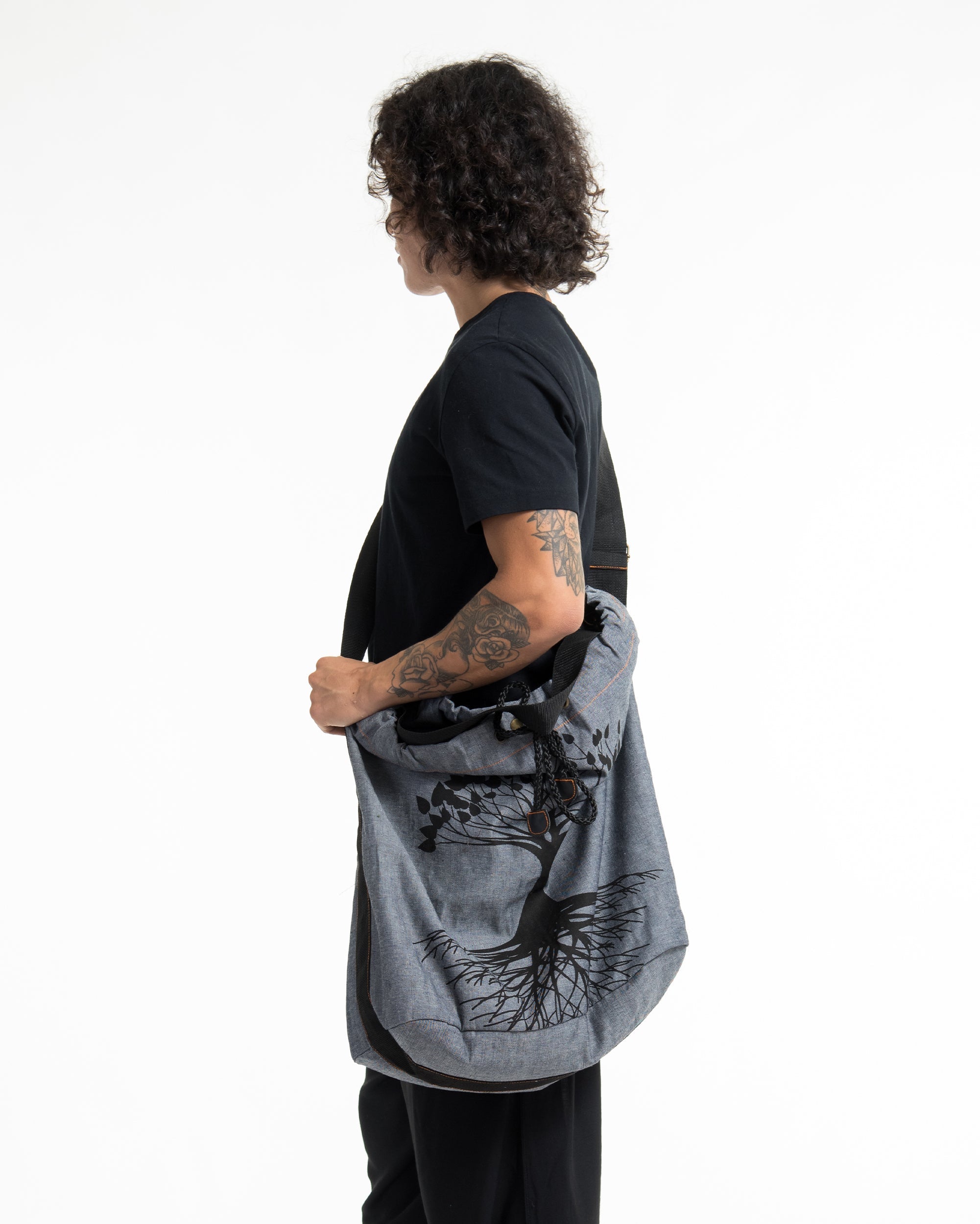 Tree of Life Denim Drawstring Tote Bag