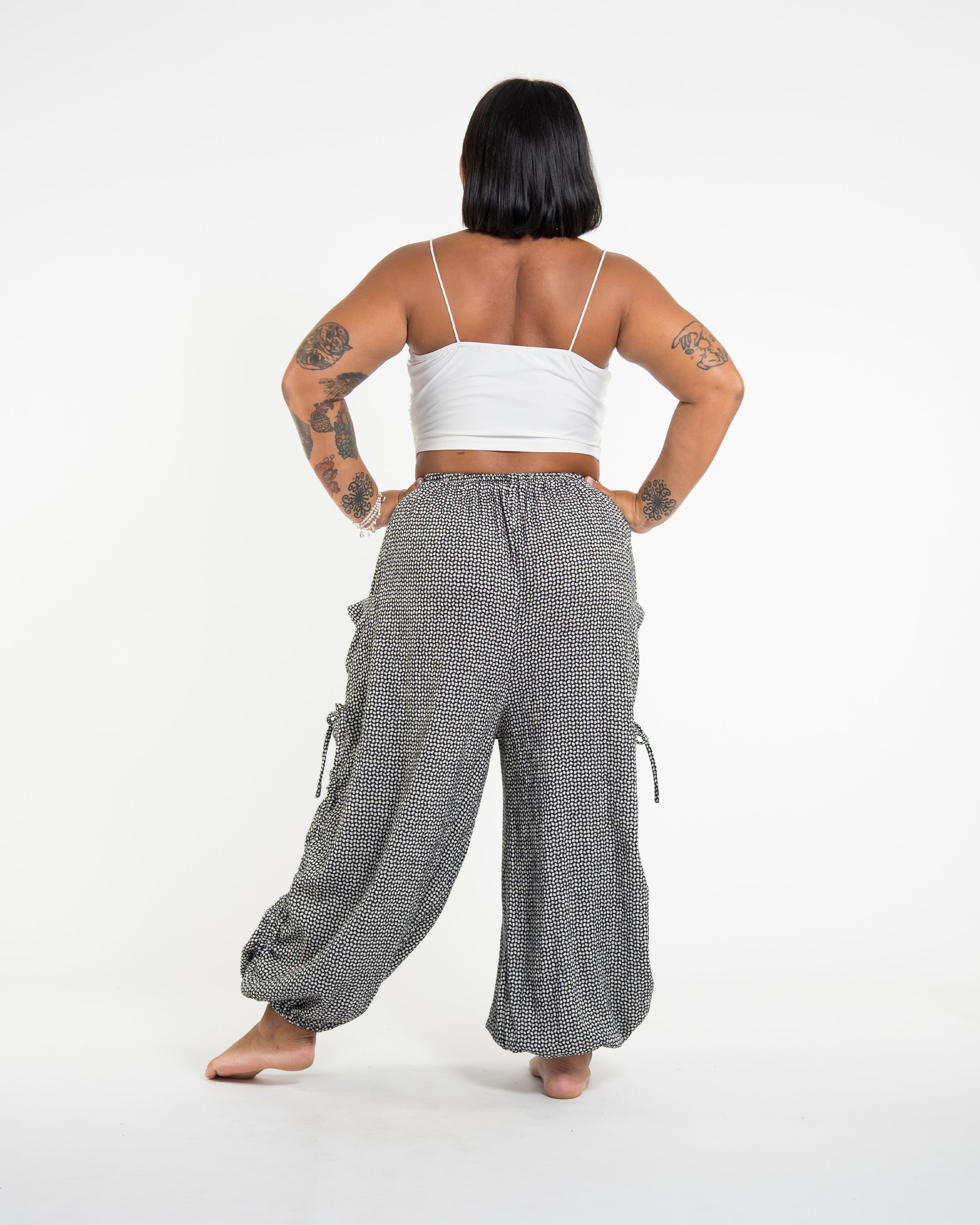 Plus Size Women's Ribbed Linen Cotton Blend Pants in Black