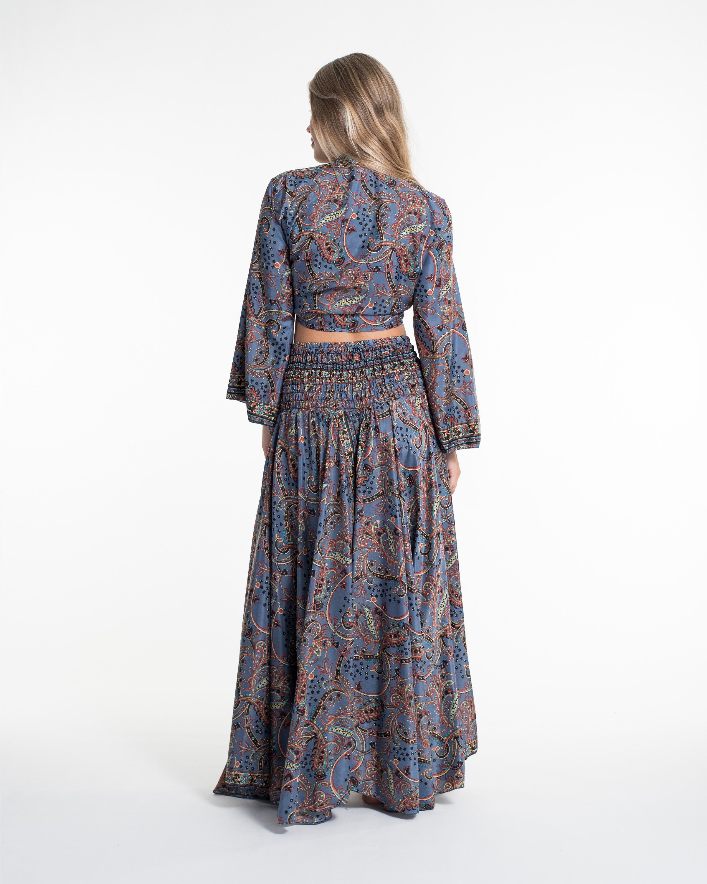 Celestial Paisley Tie Top and Palazzo Pants in Blue