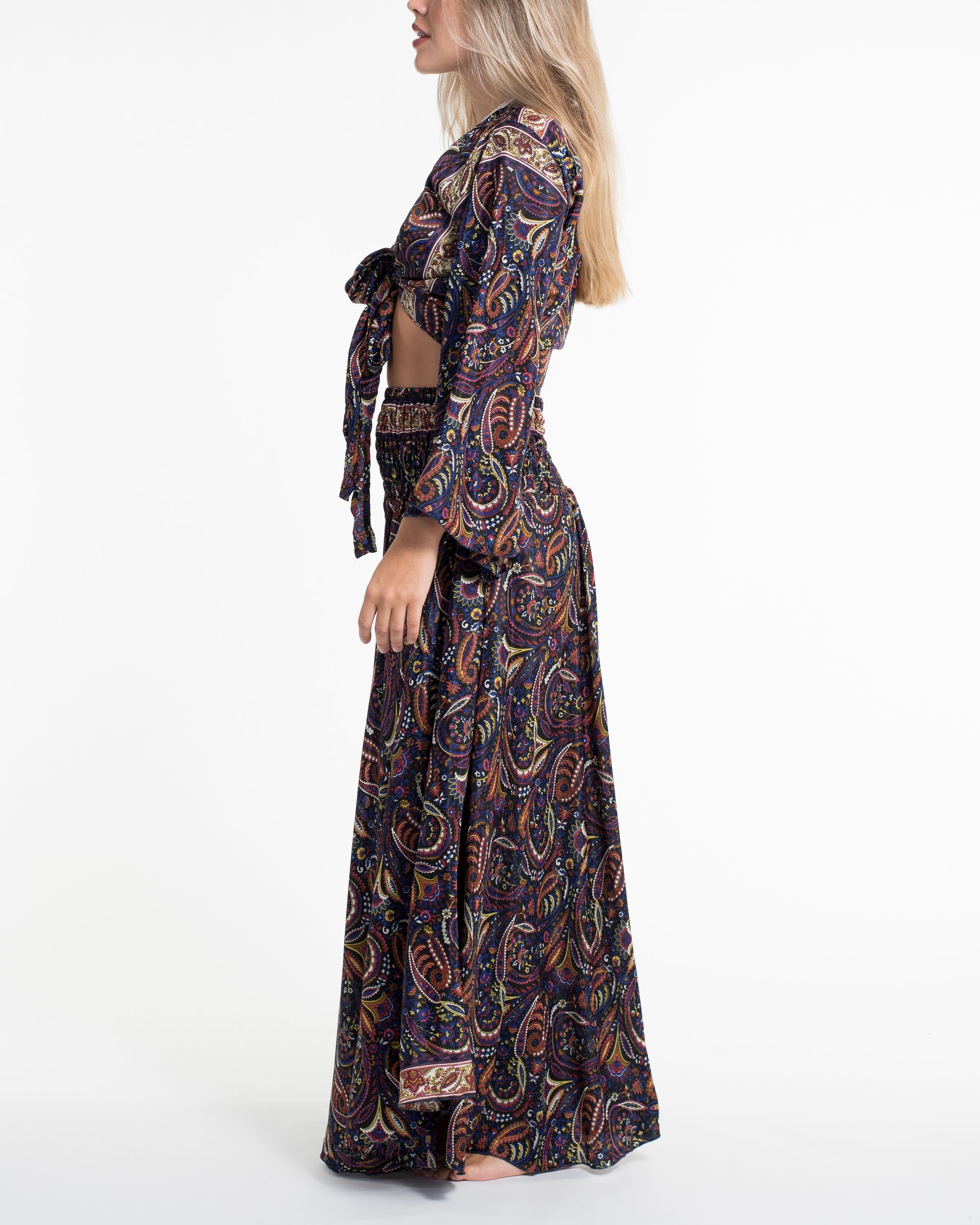 Stellar Paisley Tie Top and Palazzo Pants in Navy