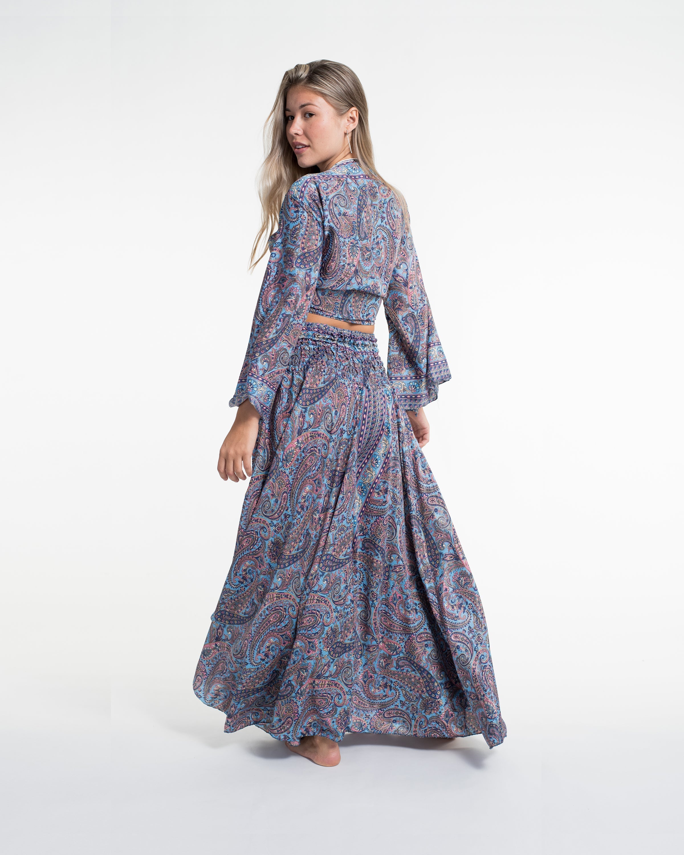 Twilight Paisley Tie Top and Palazzo Pants in Light Blue