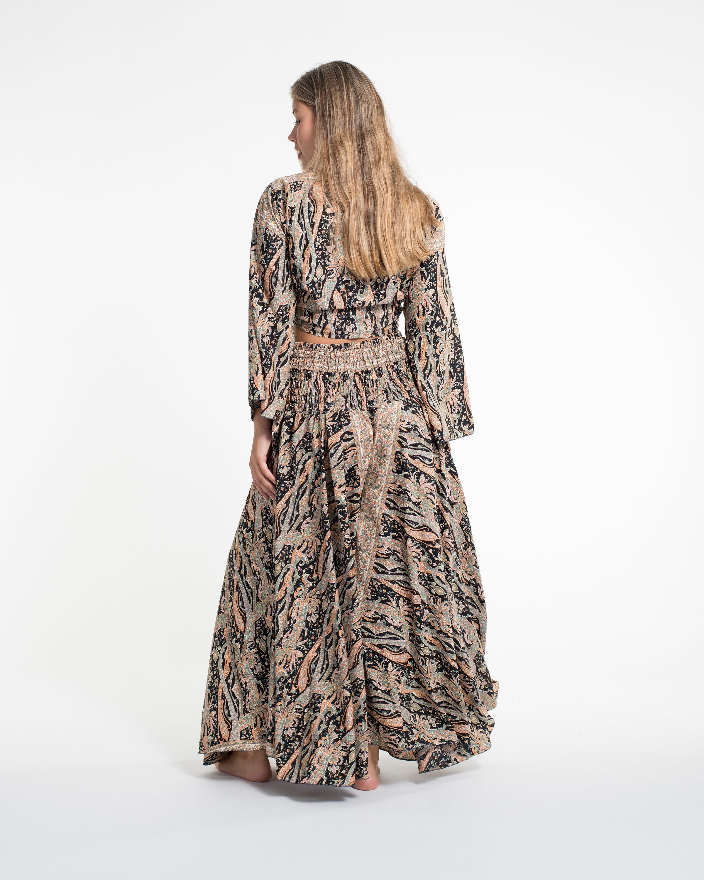 Mystic Paisley Tie Top and Palazzo Pants in Black