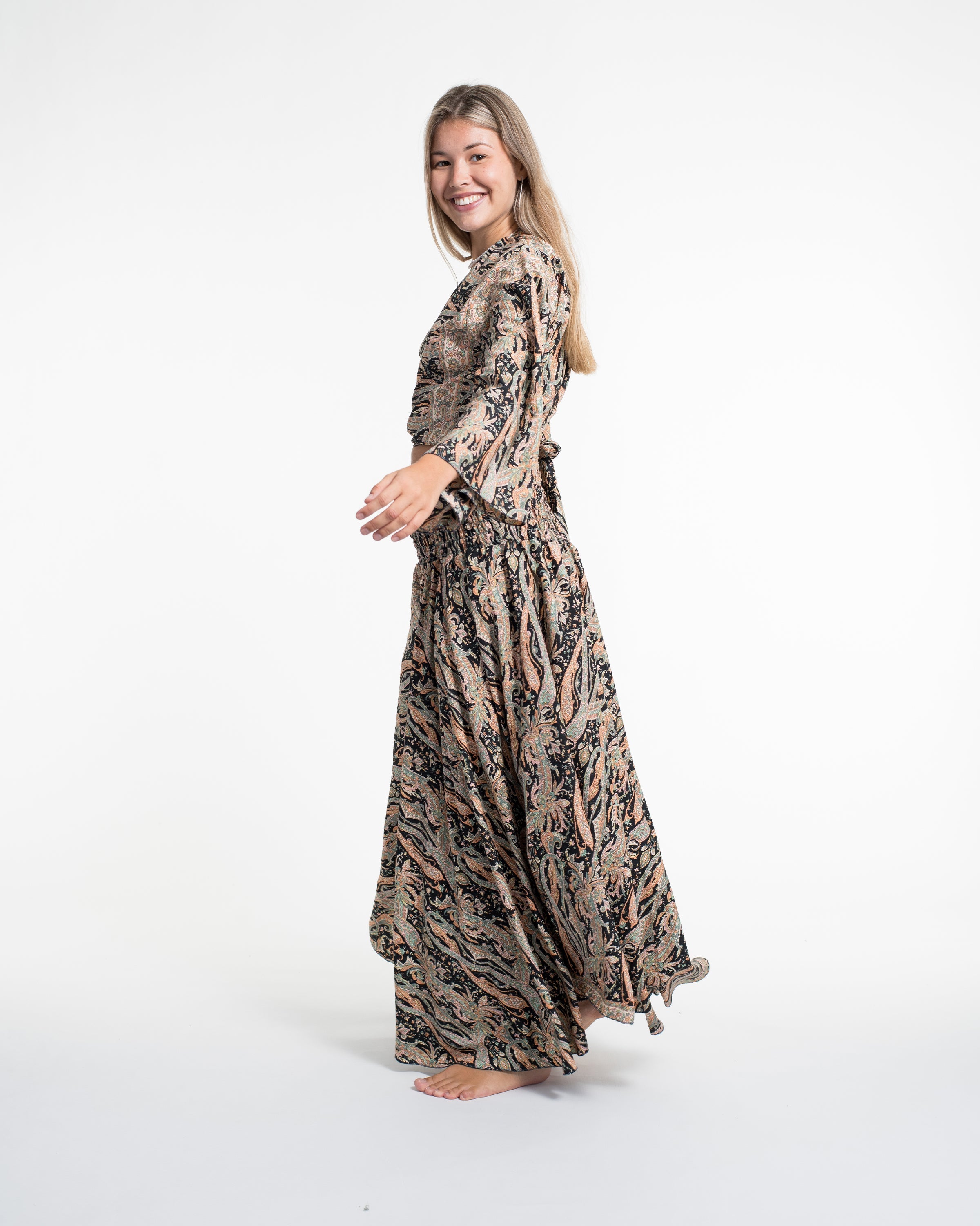 Mystic Paisley Tie Top and Palazzo Pants in Black