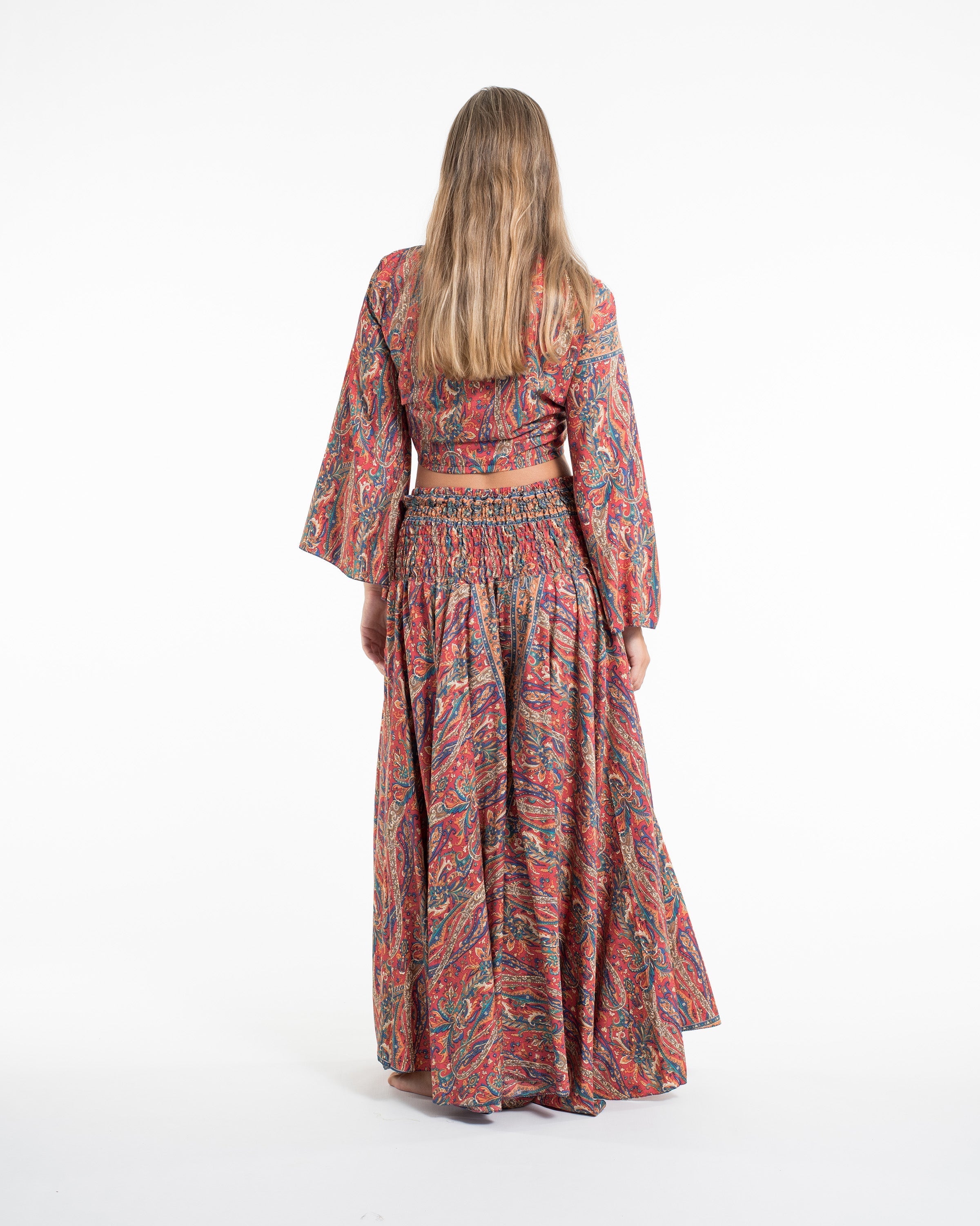 Mystic Paisley Tie Top and Palazzo Pants in Red