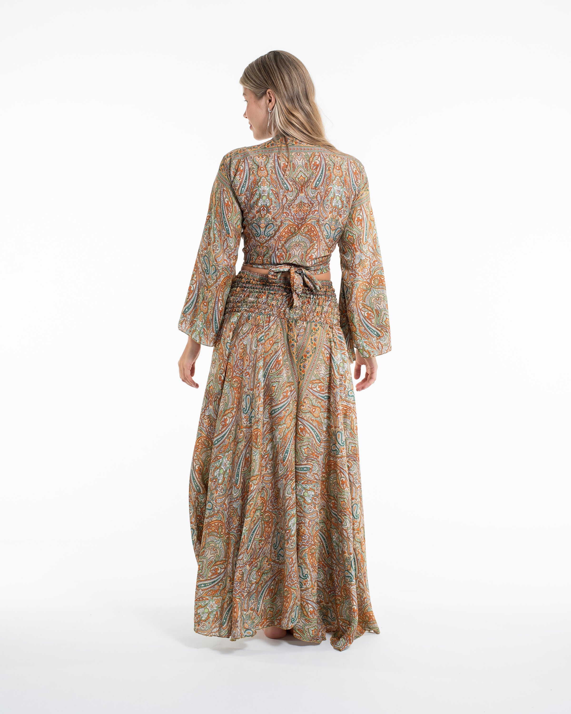 Aurora Paisley Tie Top and Palazzo Pants in Yellow