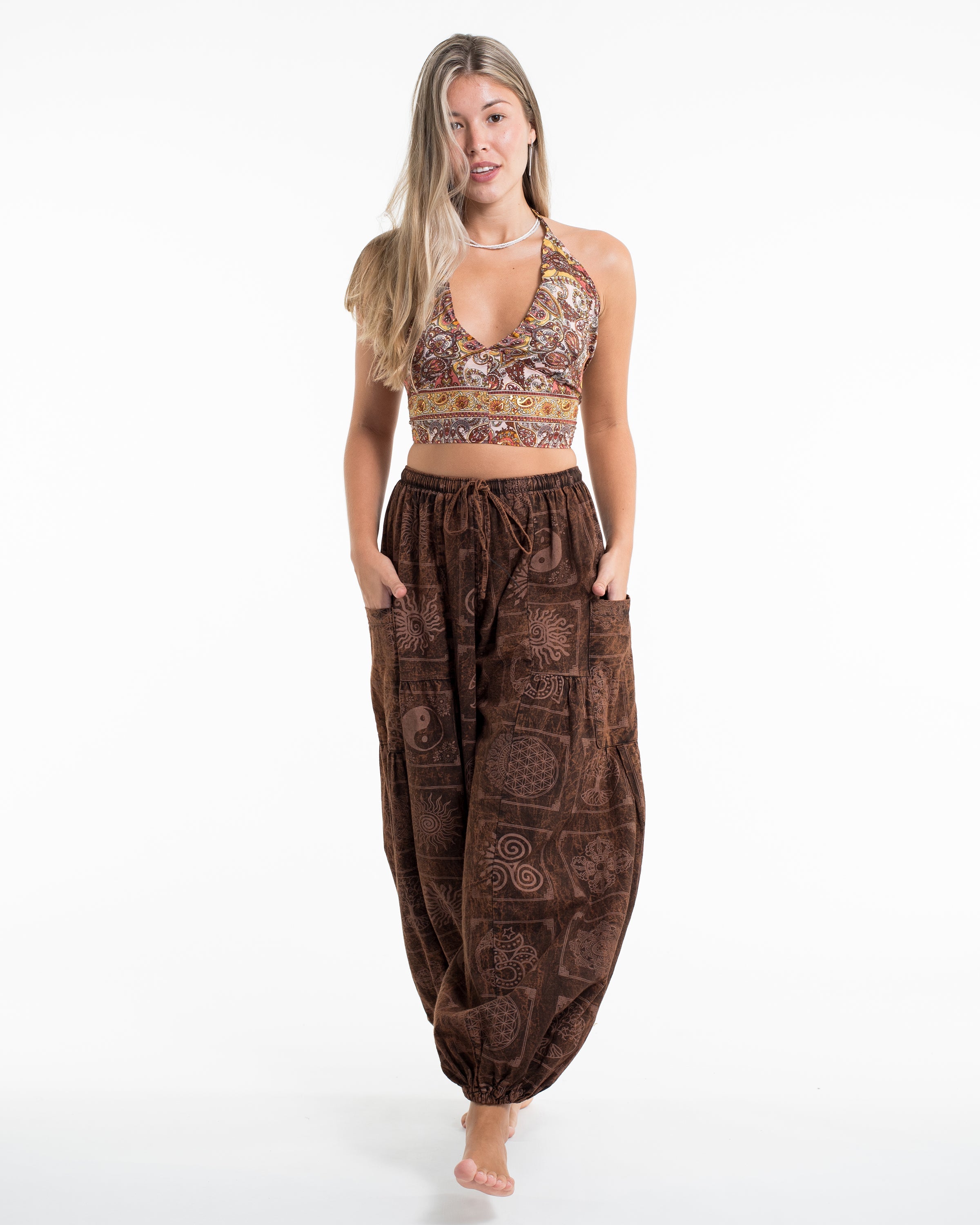 Paisley Halter Crop Top in Marigold