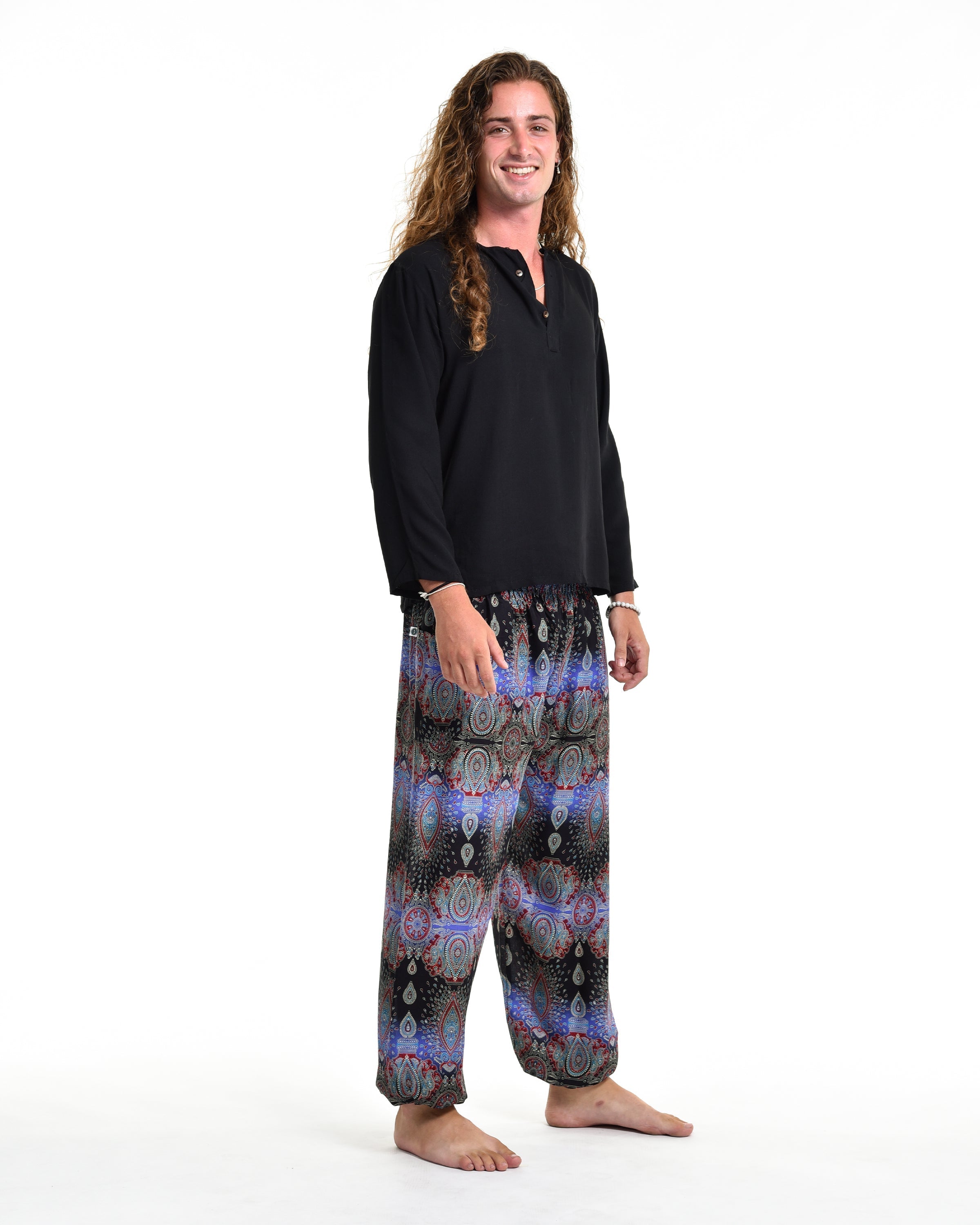 Paisley Men's Harem Pants in Blue