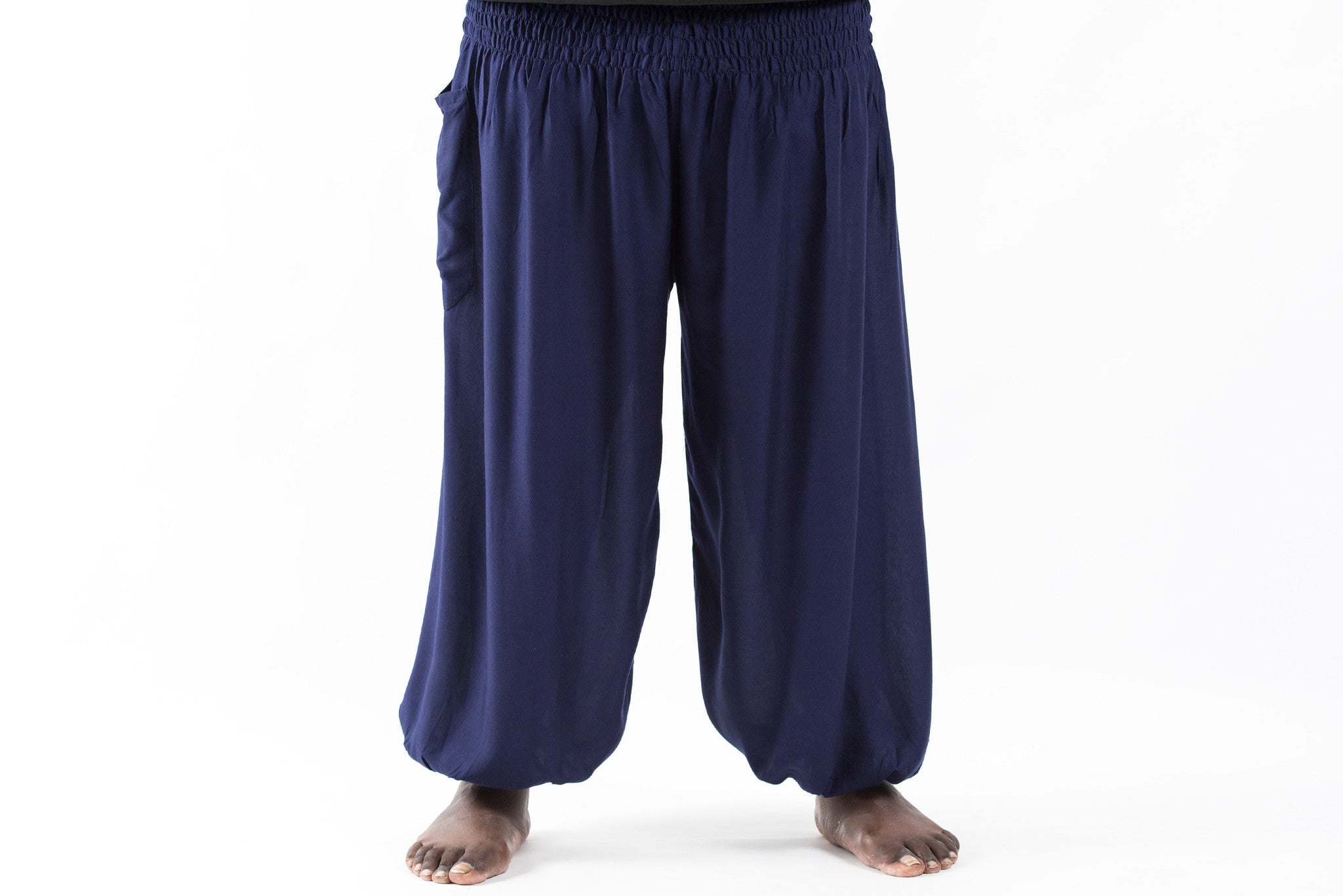Plus Size Solid Color Men's Harem Pants in Blue