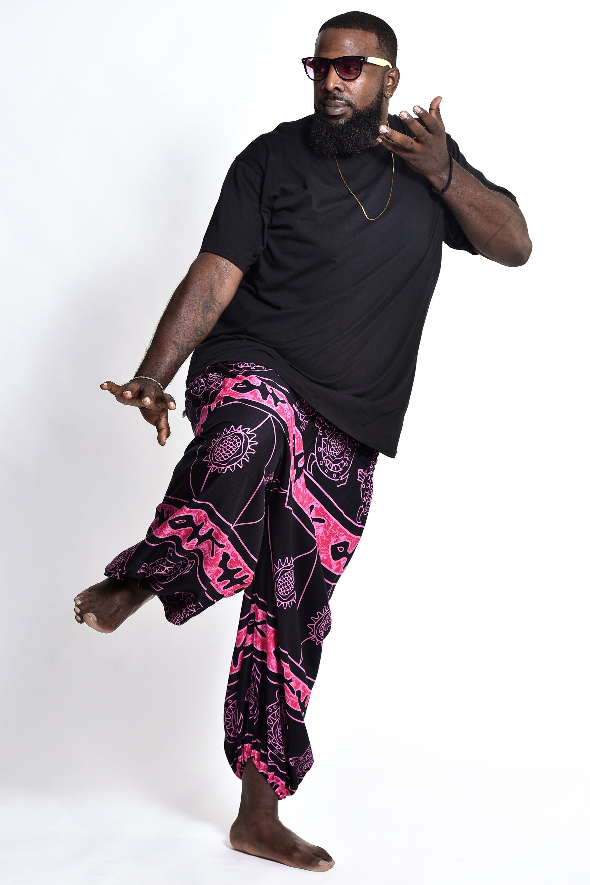 Plus Size Turtle Print Men's Harem Pants in Pink