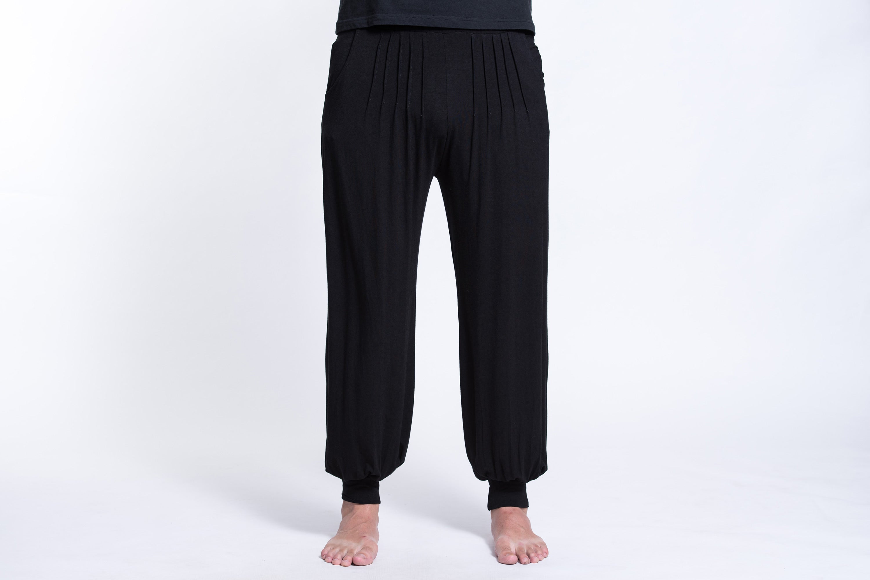 Cotton Men Harem Pants in Solid Black