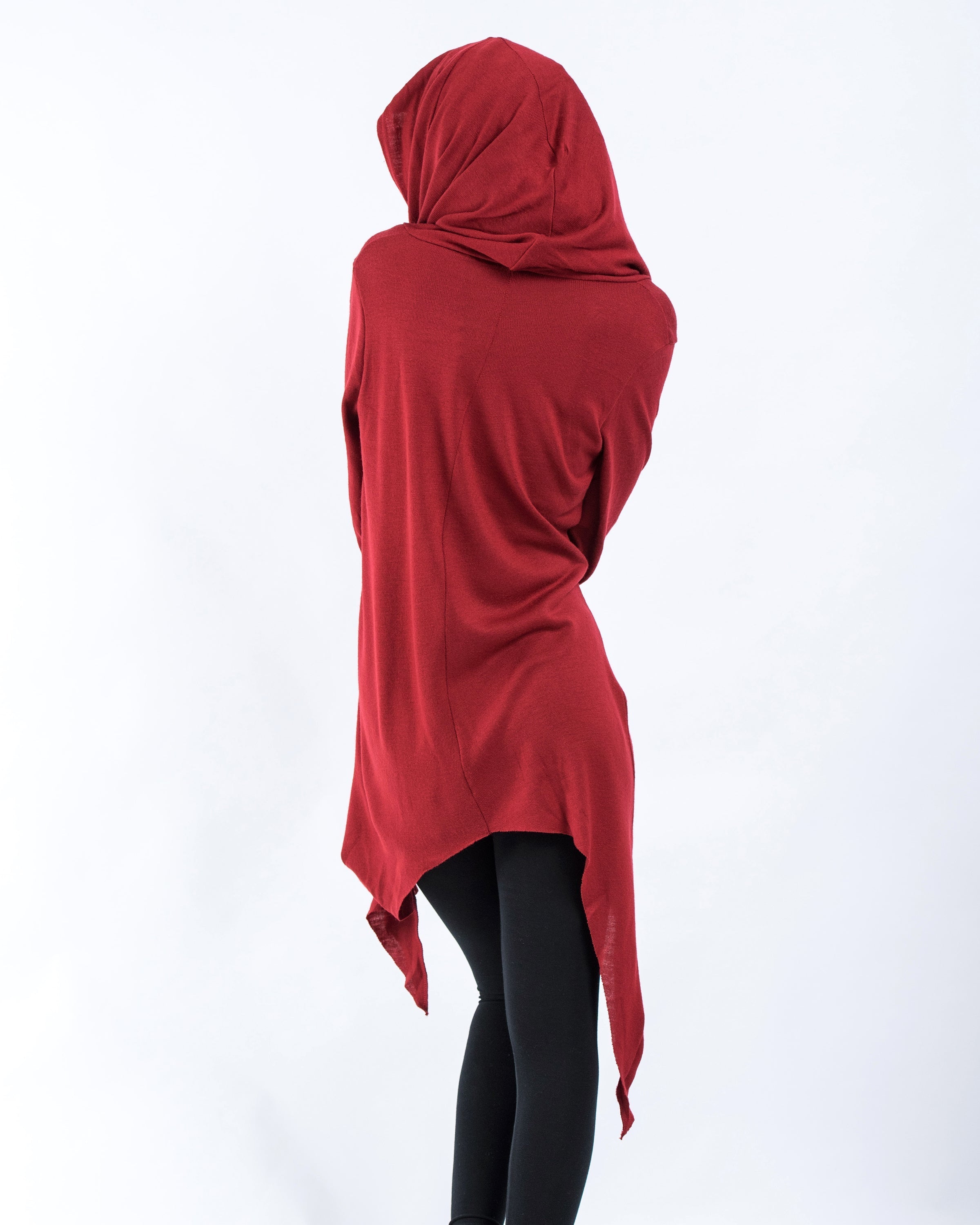 Hooded Cardigan in Red