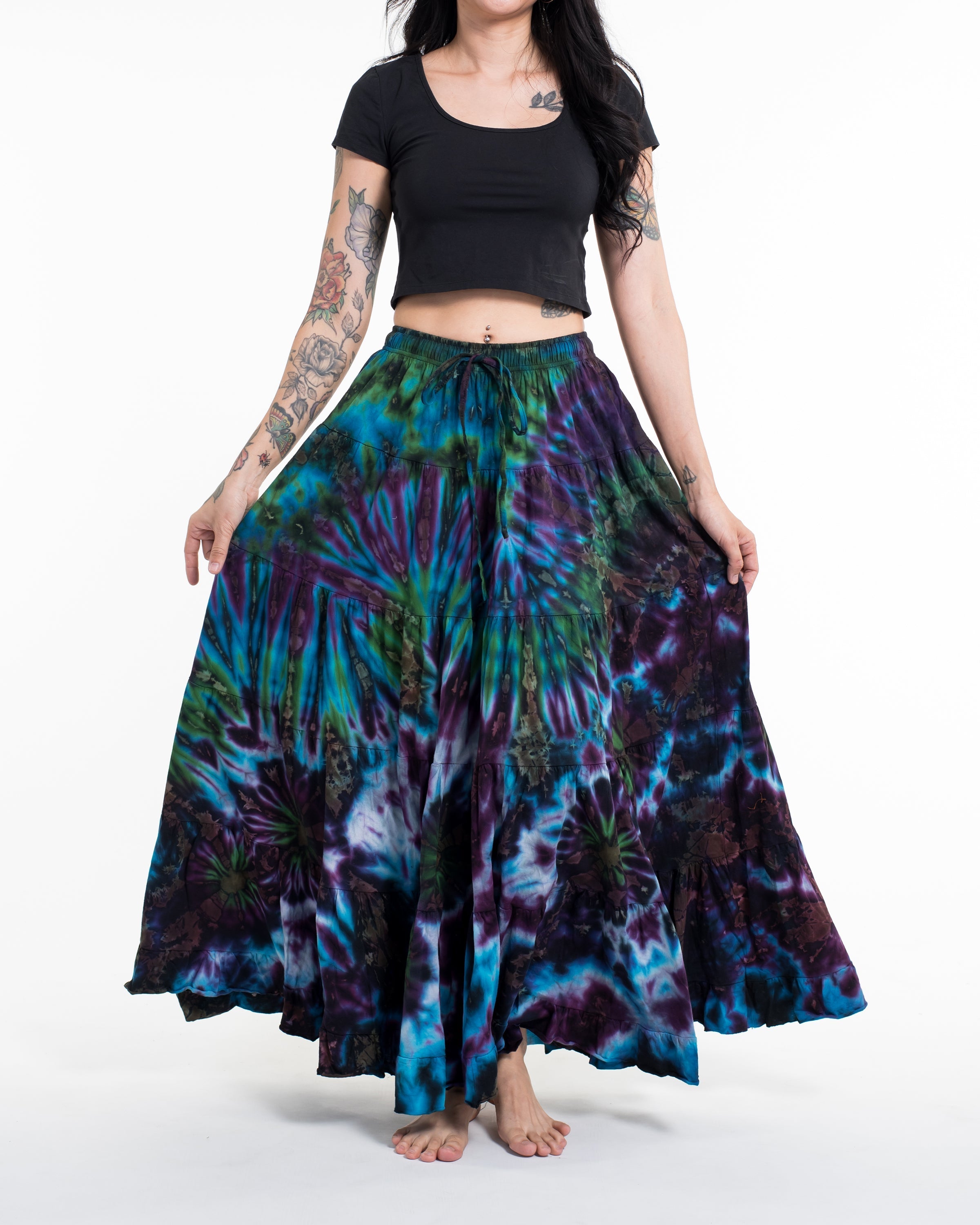 Tie Dye Long Skirt in Blue Purple