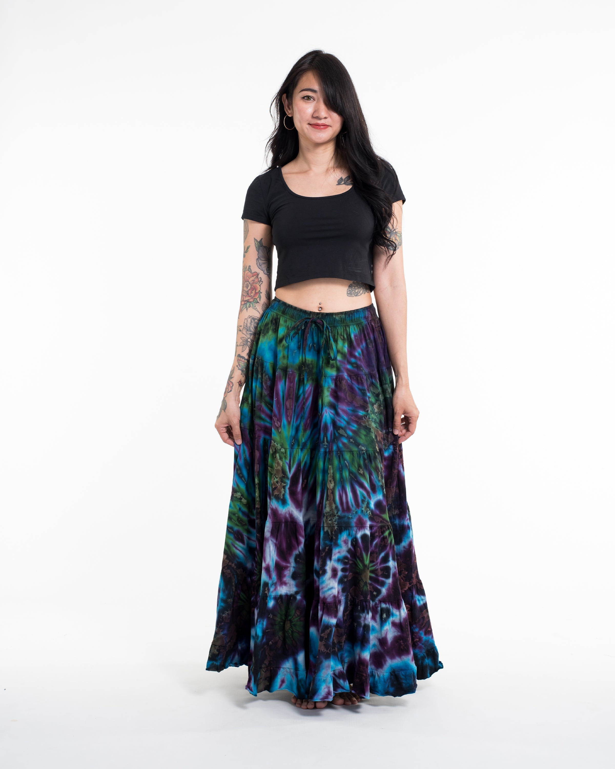 Tie Dye Long Skirt in Blue Purple