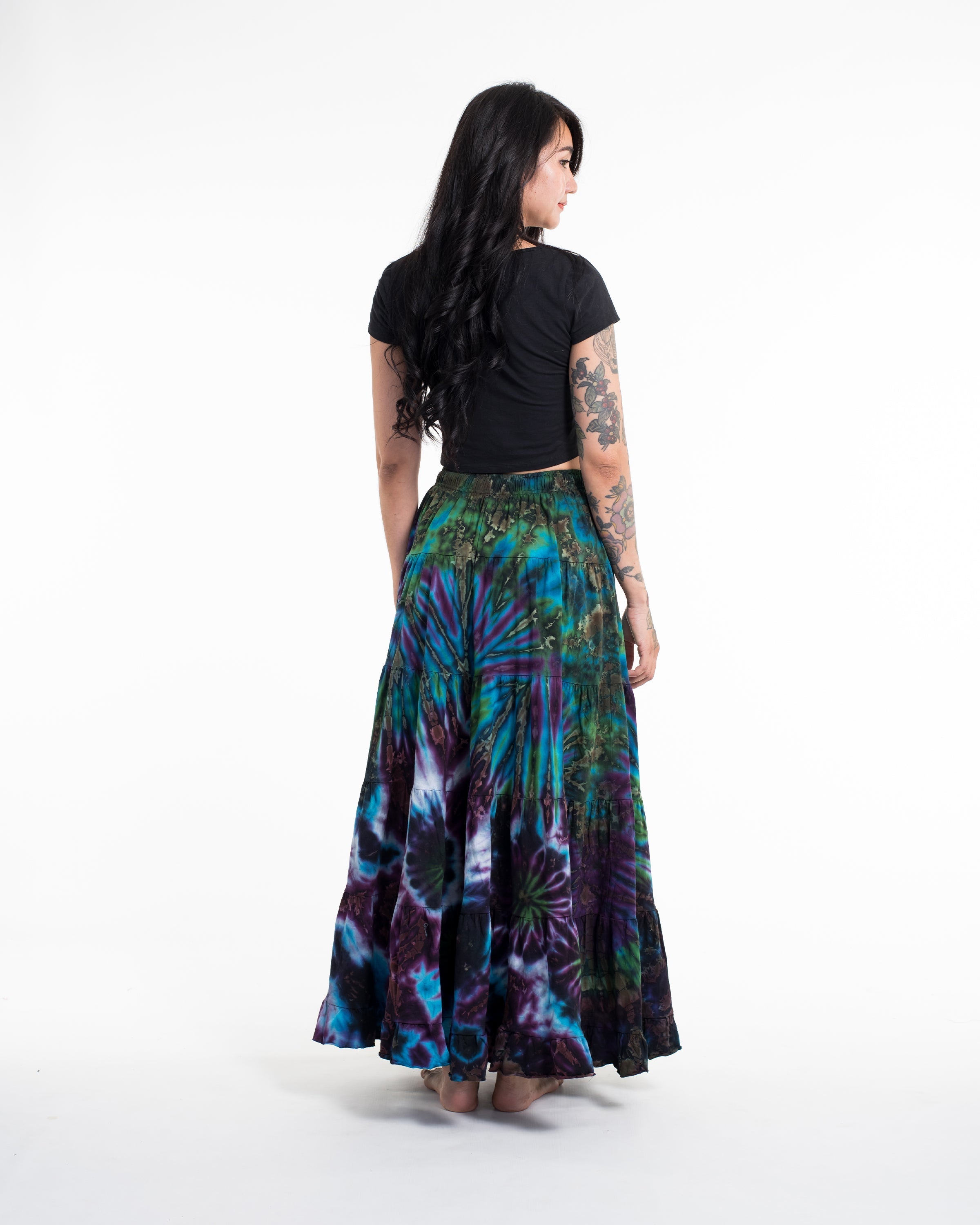 Tie Dye Long Skirt in Blue Purple