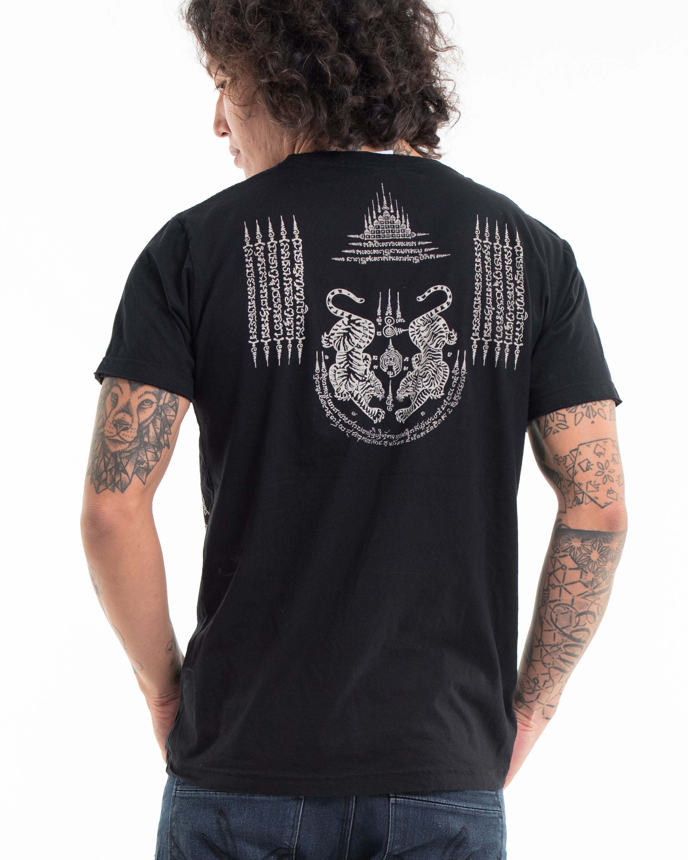 Unisex Hanuman Tattoo Cotton T-Shirt in Black