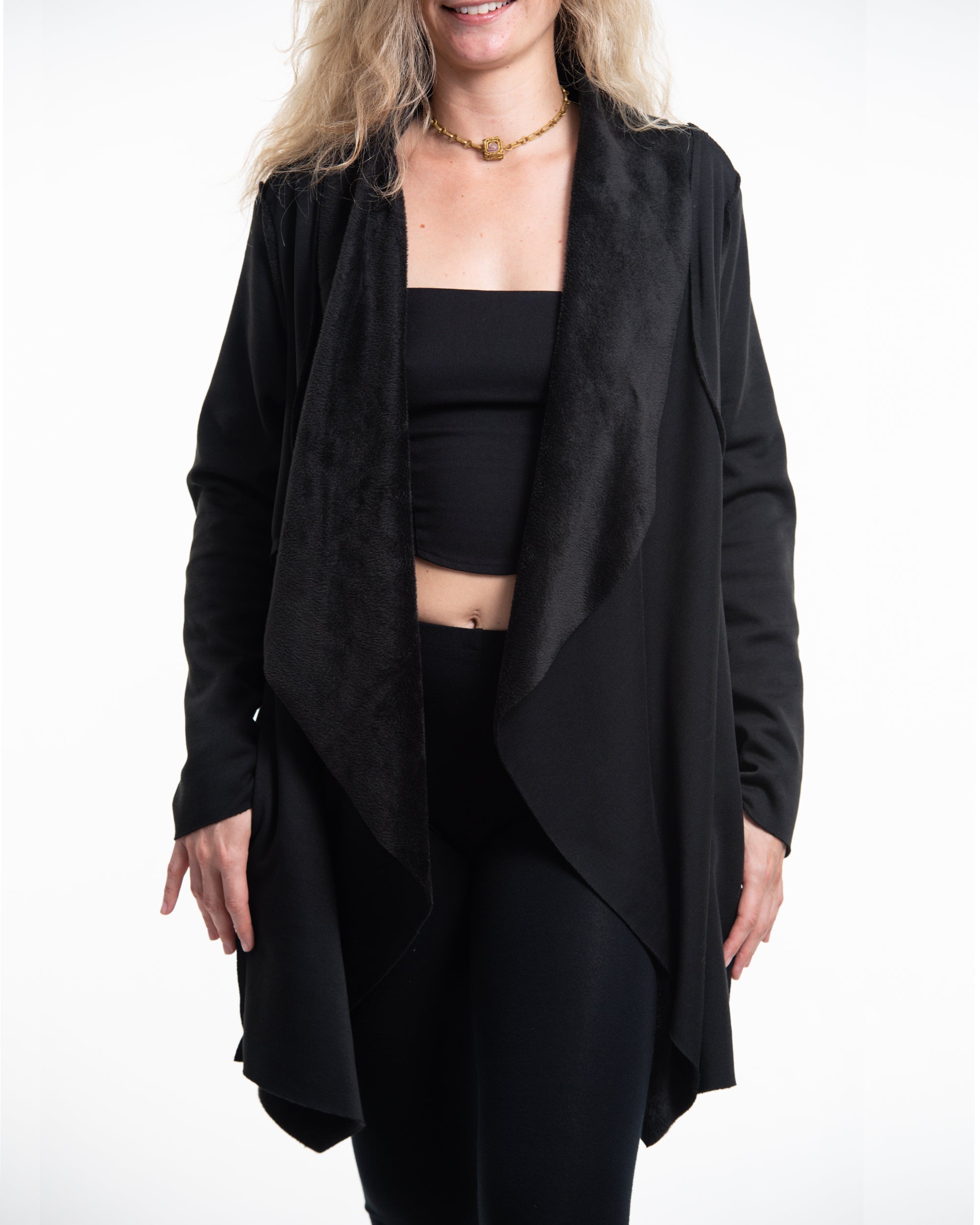 Fleece Cardigan in Black