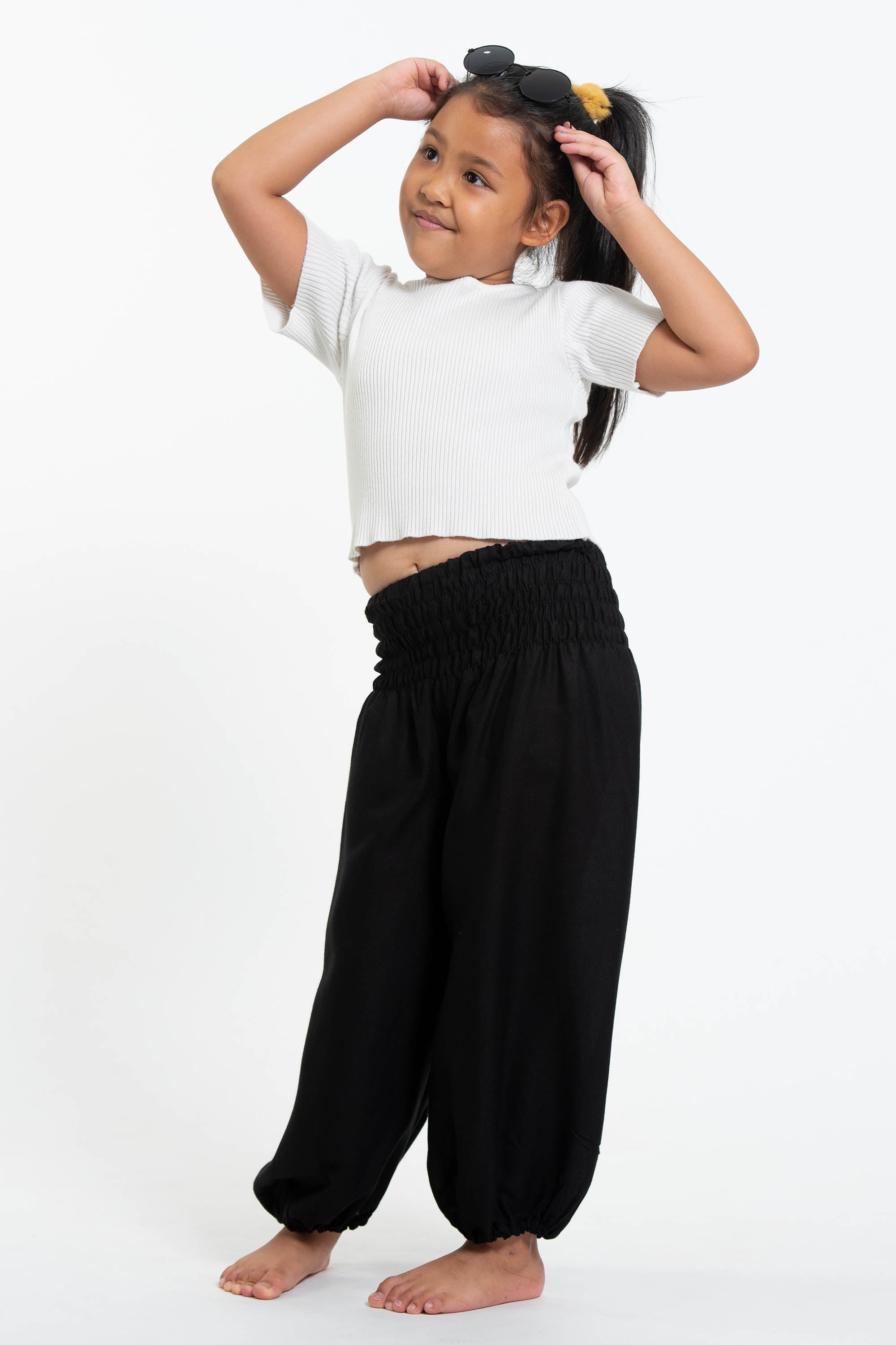 Solid Color Kids Harem Pants in Black