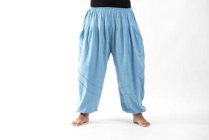 Plus Size Genie Women's Cotton Harem Pants in Light Blue