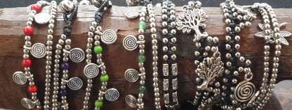 Violet Bead And Charm Double Strand Bracelets