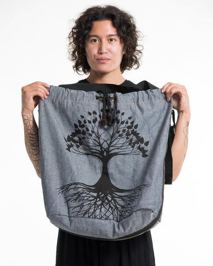 Tree of Life Denim Drawstring Tote Bag