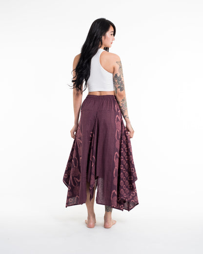 Daisy Dot Prints Cotton Handkerchief Midi Skirt in Purple