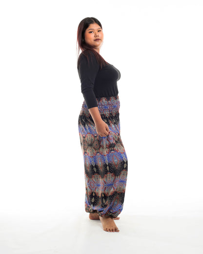 Plus Size Paisley Women's Harem Pants in Blue