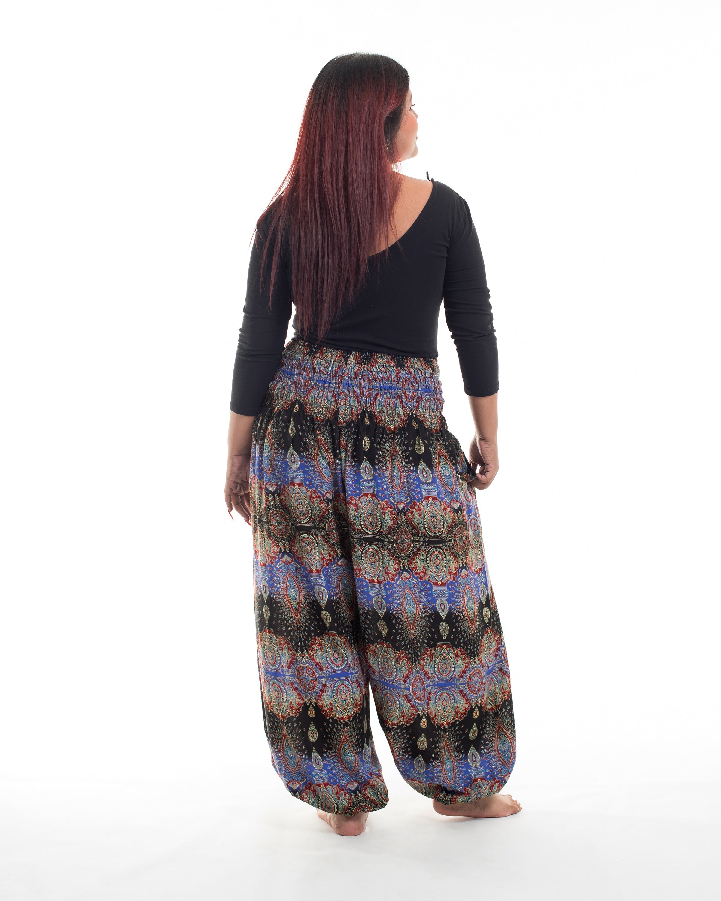 Plus Size Paisley Women's Harem Pants in Blue