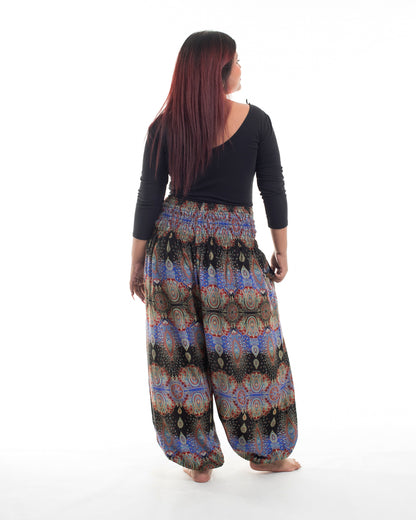 Plus Size Paisley Women's Harem Pants in Blue