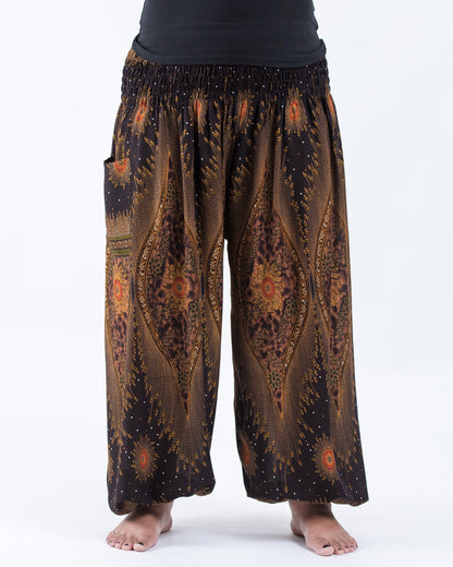 Plus Size Peacock Eye Women's Harem Pants in Brown