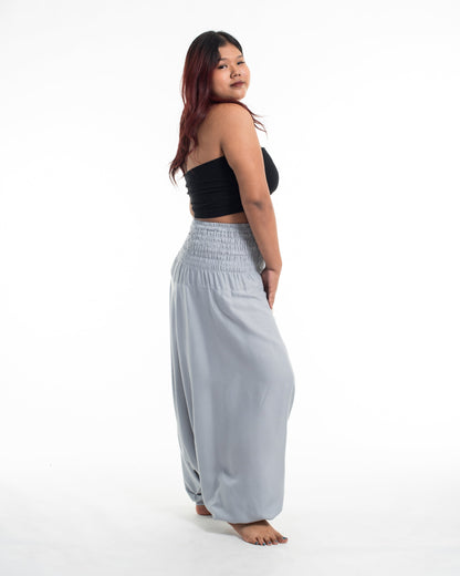 Plus Size Solid Color 2-in-1 Jumpsuit Harem Pants in Light Gray
