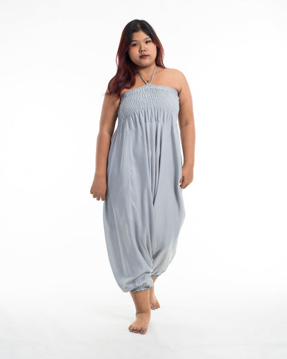 Plus Size Solid Color 2-in-1 Jumpsuit Harem Pants in Light Gray