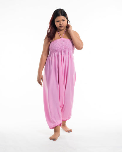 Plus Size Solid Color 2-in-1 Jumpsuit Harem Pants in Light Pink