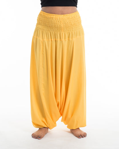Plus Size Solid Color 2-in-1 Jumpsuit Harem Pants in Light Yellow
