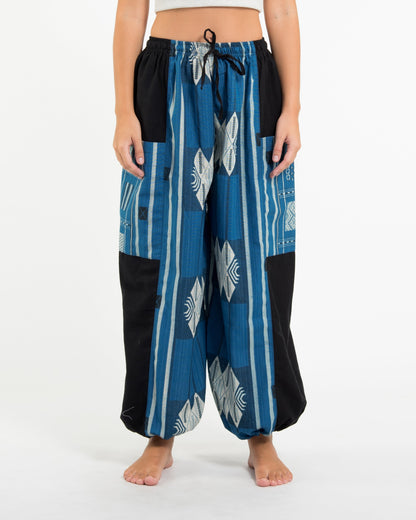 Two Tone Thai Hill Tribe Fabric Women's Cotton Pants in Blue