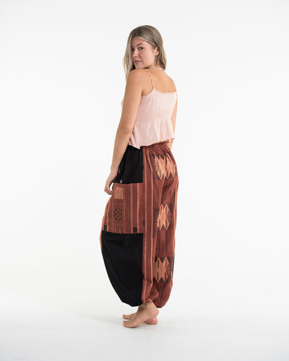 Two Tone Thai Hill Tribe Fabric Women's Cotton Pants in Brick