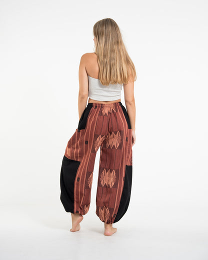 Two Tone Thai Hill Tribe Fabric Women's Cotton Pants in Brick