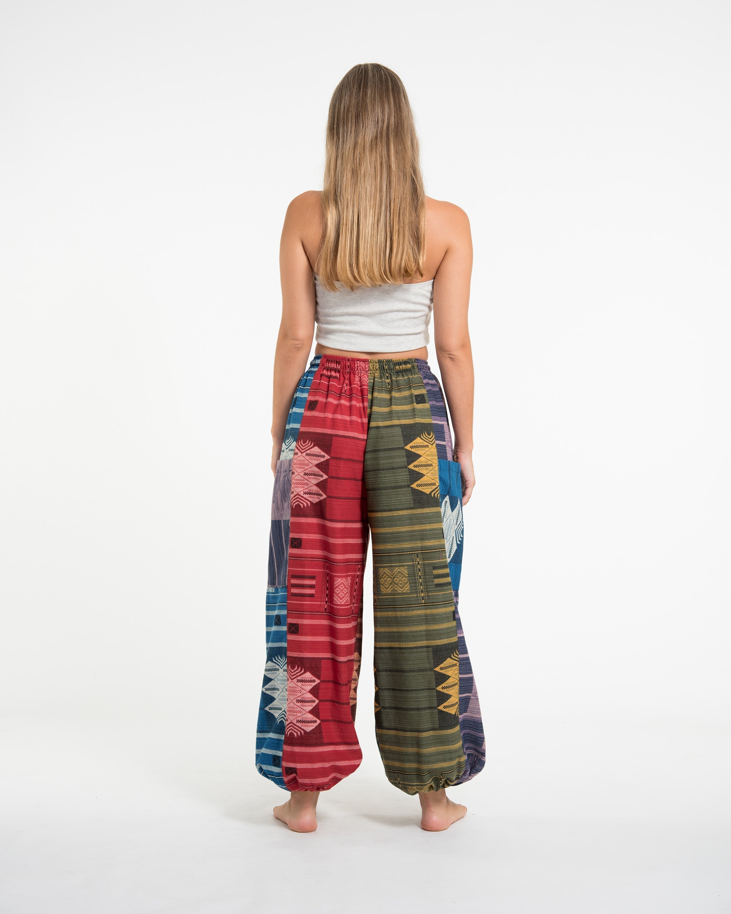 Patchwork Thai Hill Tribe Fabric Women's Cotton Pants in Multi