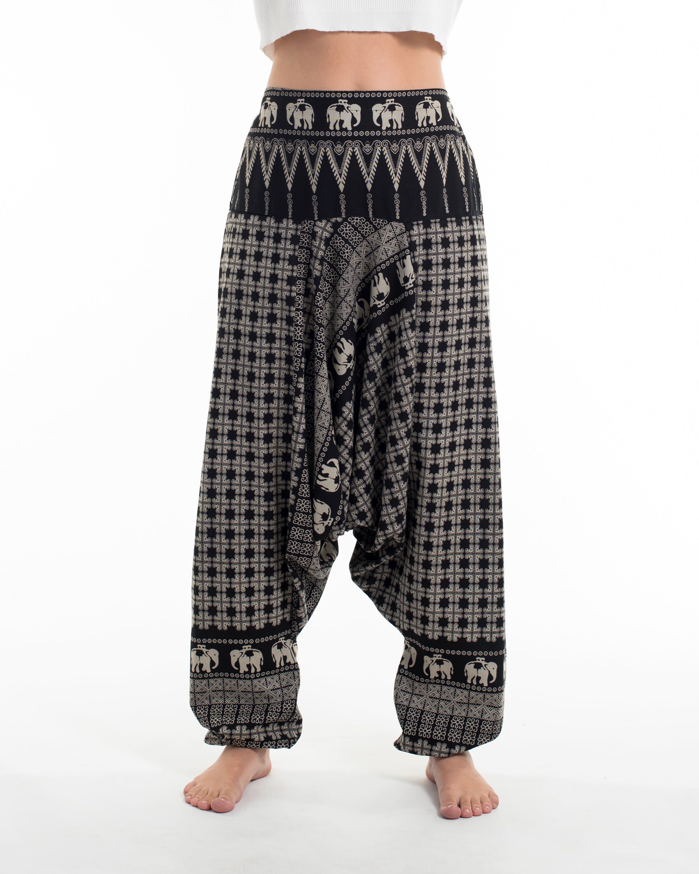 Hill Tribe Elephant Women's Elephant Pants in Black