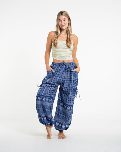Women's Hill Tribe Cotton Elephant Pants in Blue