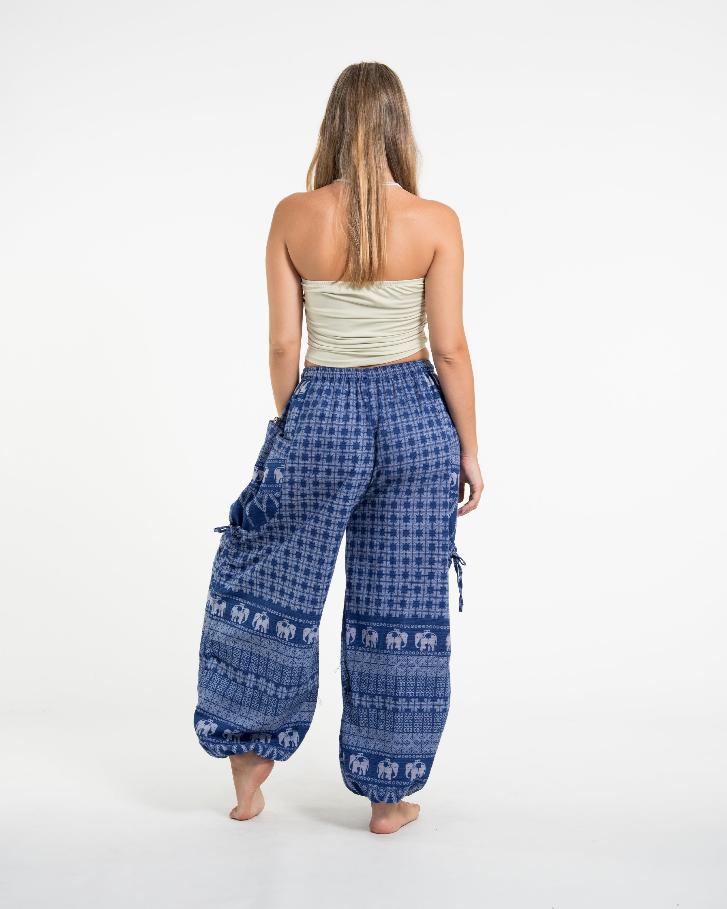 Women's Hill Tribe Cotton Elephant Pants in Blue