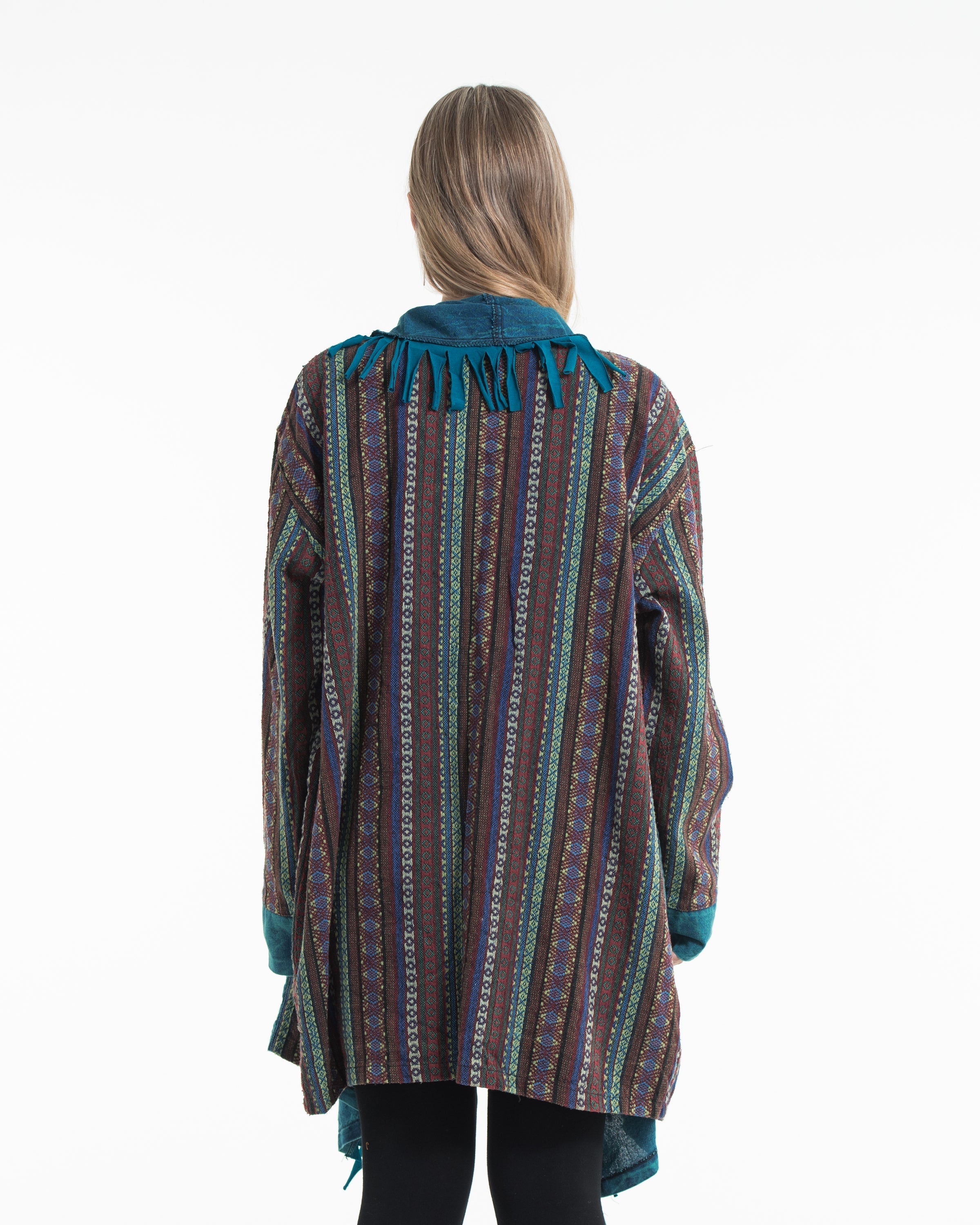 Tribal Cloak Jacket | Stonewash Drape in Turquoise