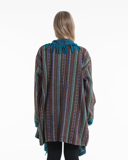 Tribal Cloak Jacket | Stonewash Drape in Turquoise