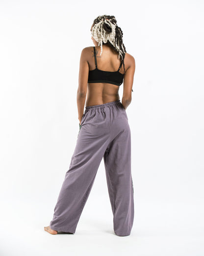 Thai Cotton Women's Pants With Hill Tribe Trim in Violet