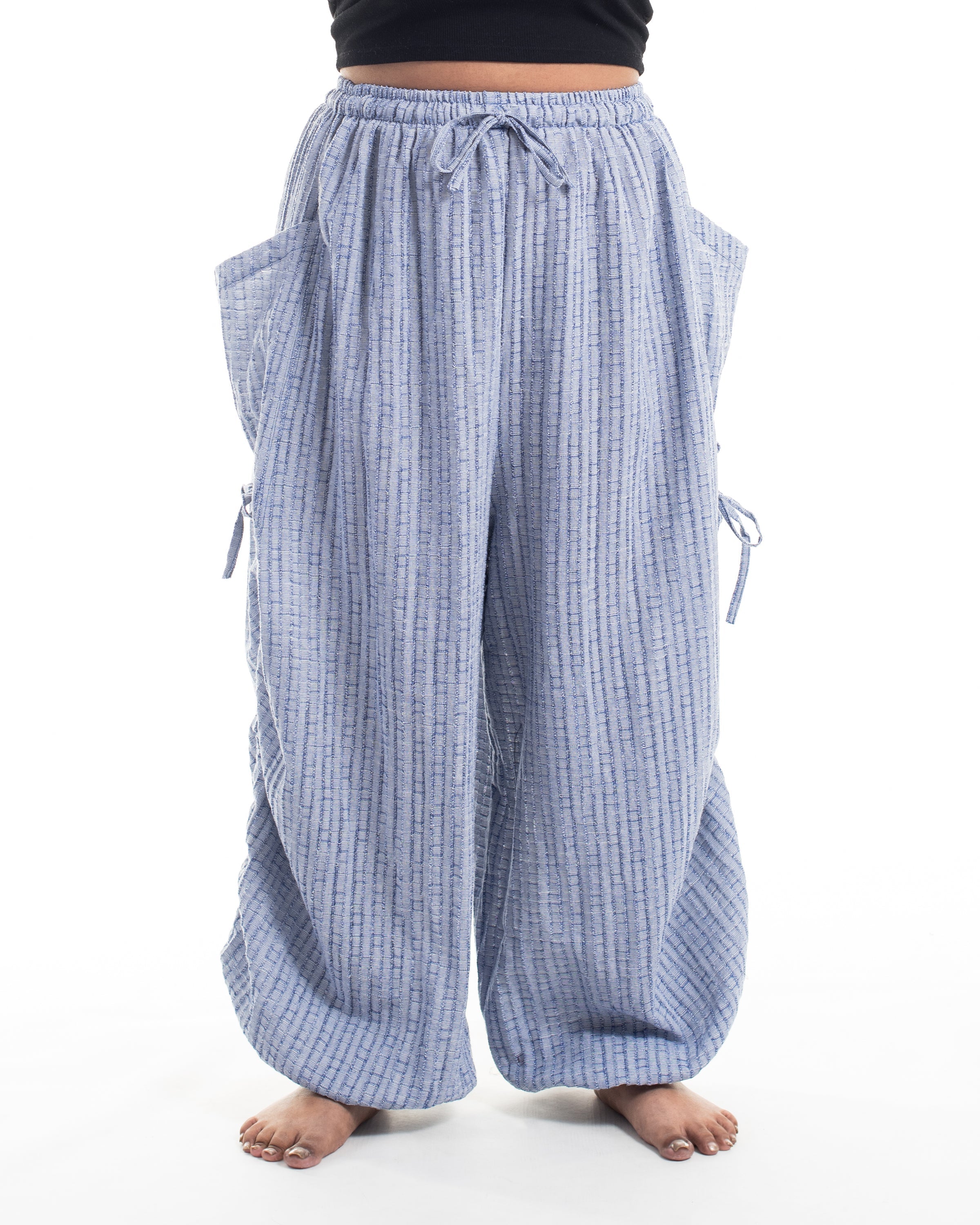 Plus Size Women's Ribbed Tencel Cotton Blend Pants in Blue