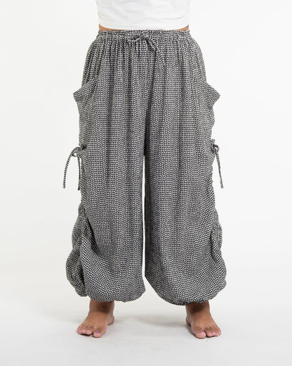 Plus Size Women's Ribbed Linen Cotton Blend Pants in Black