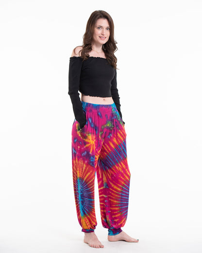 Tie Dye Cotton Women Harem Pants in Pink