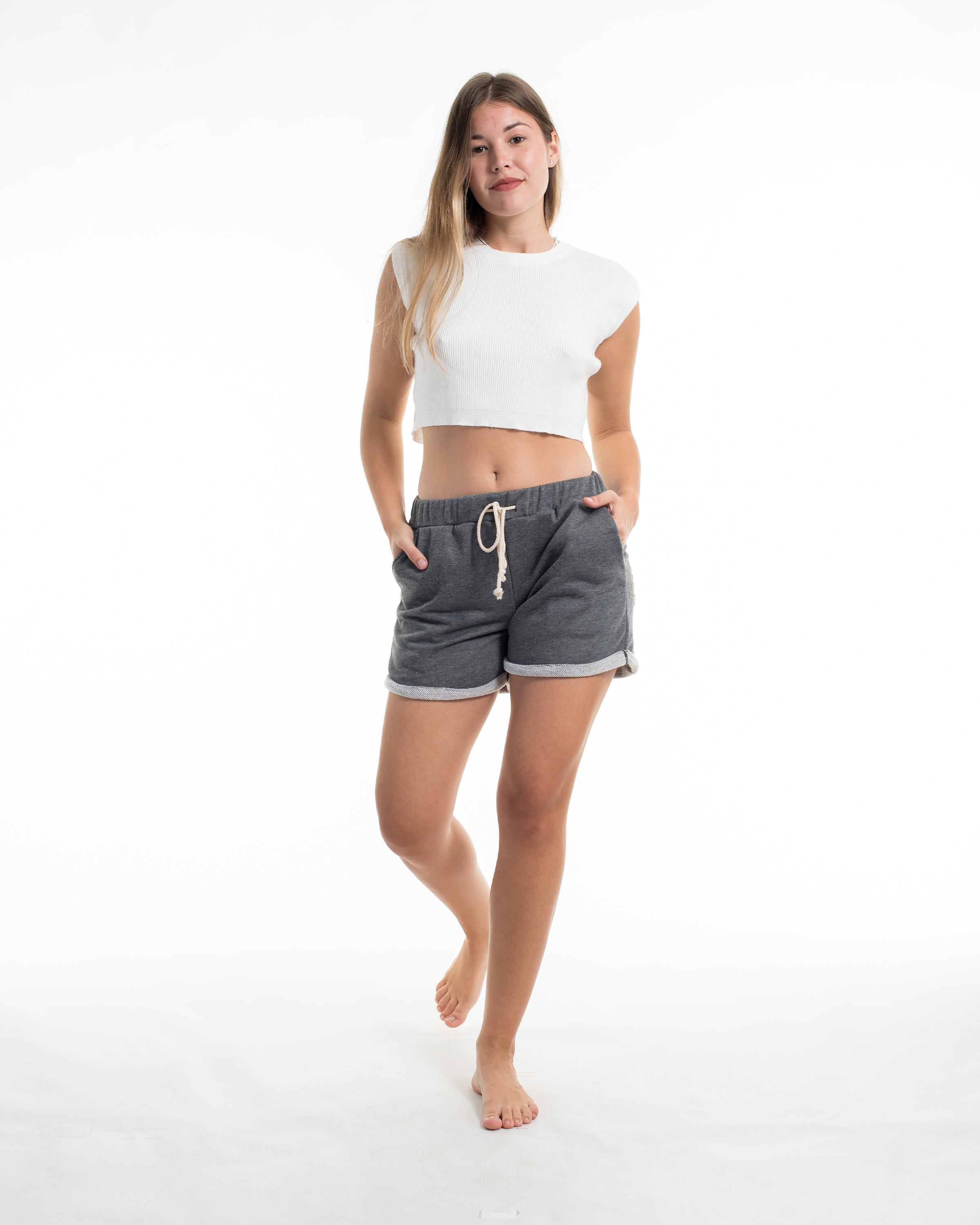 Women's Terry Shorts with Tribal Pockets in Black (Size S - L)