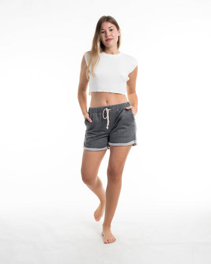 Women's Terry Shorts with Tribal Pockets in Black (Size S - L)