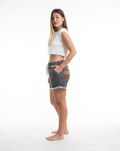 Women's Terry Shorts with Tribal Pockets in Black (Size S - L)