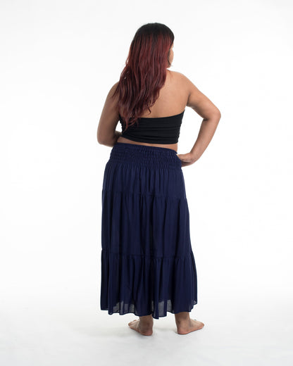 Plus Size Solid Color Midi Skirt in Blue